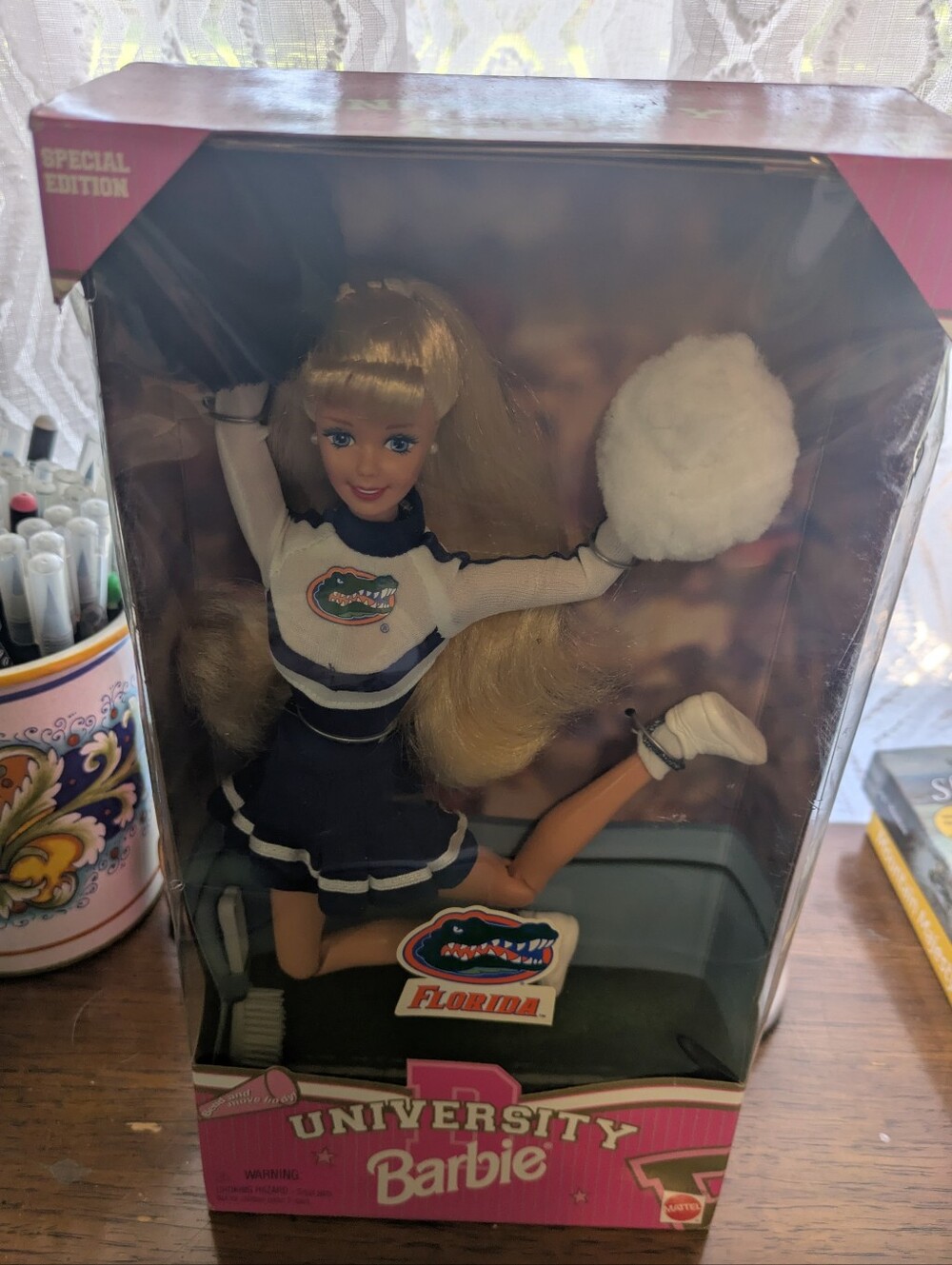 1996 University Barbie Cheerleader Florida Gators Doll in box